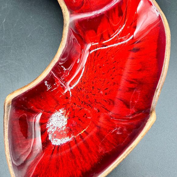 Vintage MCM Serving Dishes Red and Brown - Picture 5 of 5